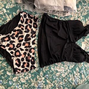 Chic Leopard and Black Bikini Set